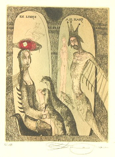 A M Hart -  an Ex Libris print by Kataina Vavrová